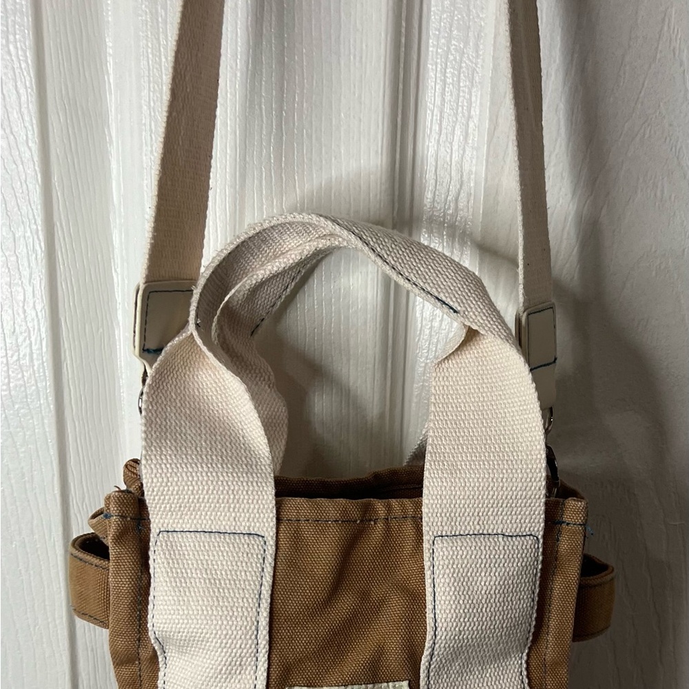 Canvas Crossbody Bag - Tan and Cream